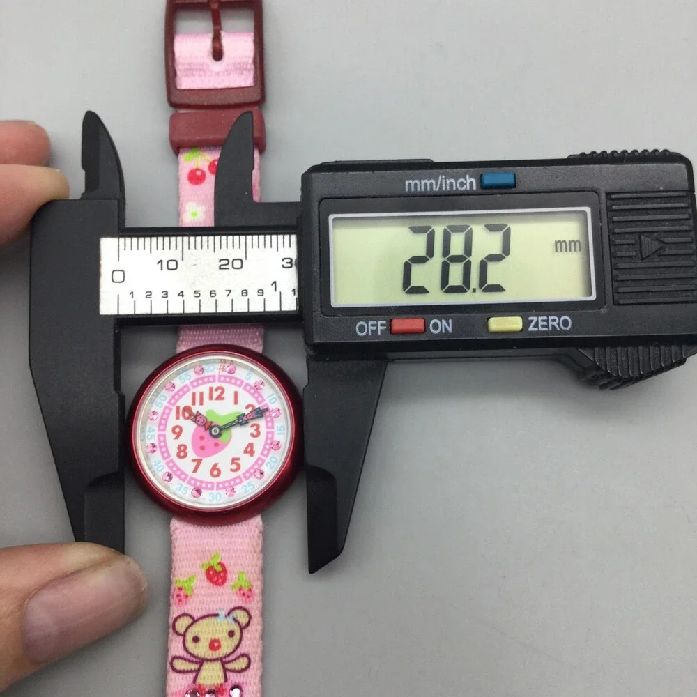 Flik Flak Prune et Fraise Girls Watch 28mm Pink Strawberry Swiss New Battery